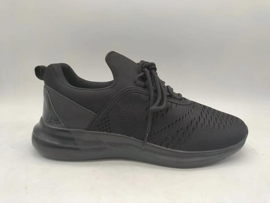 Black Mesh Chunky Sole Pu Panel Lace Up Trainers