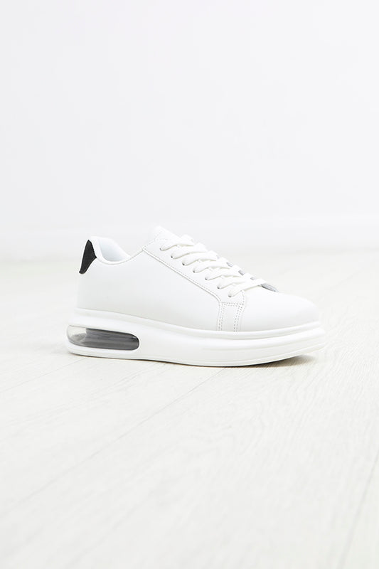 White Pu Lace Up Trainer