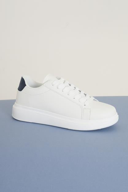White Pu Lace Up Trainer