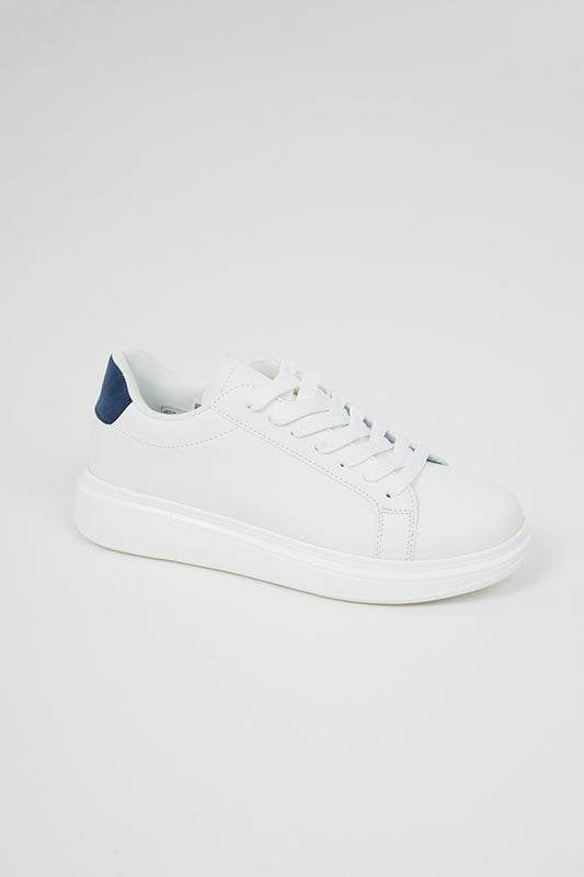 White Pu Lace Up Trainer