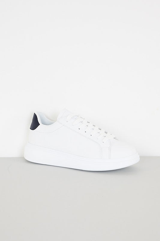 White Lace Up Pu Trainers