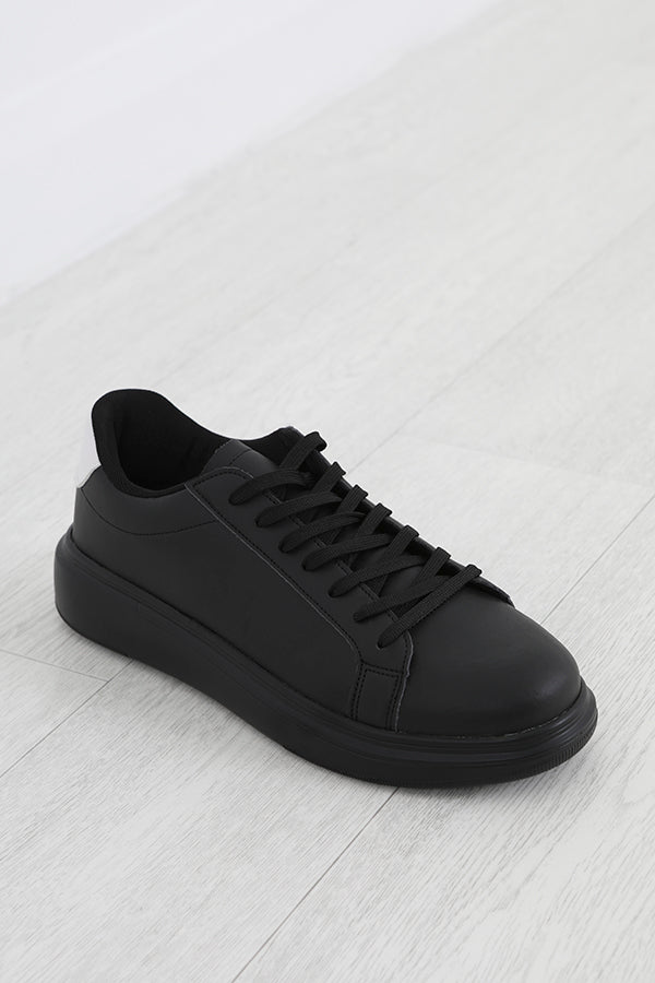 Contrast Back Panel Detail Chunky Black Trainers