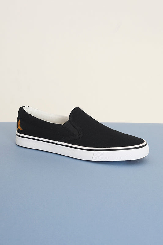 Black Canvas Shoes With Embroidery Detail