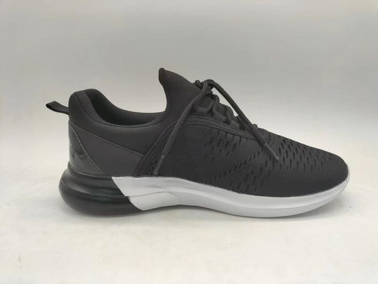 Black Pu Panel Contrast Design Mesh Trainers