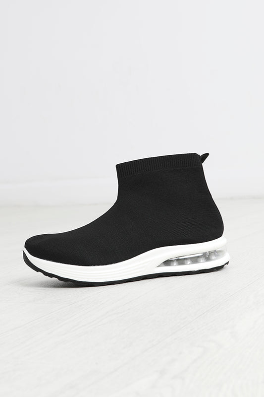 Black Knitted Pull On Sock Style Trainers