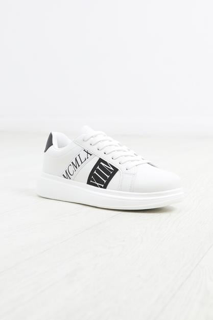 White Pu Lace Up Trainer