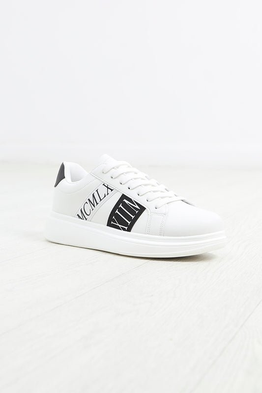 White Pu Lace Up Trainer
