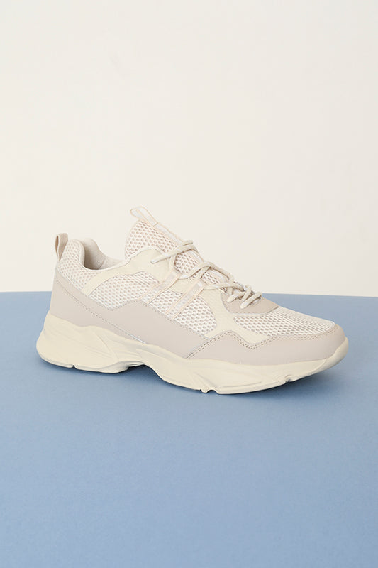 Stone Chunky Trainer Pu & Mesh Panels