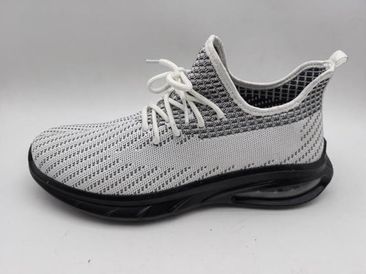 White Lace Up Chunky Sports Sole Knit Trainers