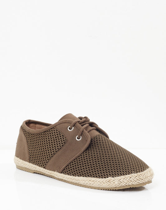 Khaki Mesh Lace-Up Espadrilles
