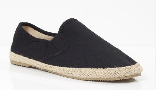 Plain Black Slip On Espadrilles