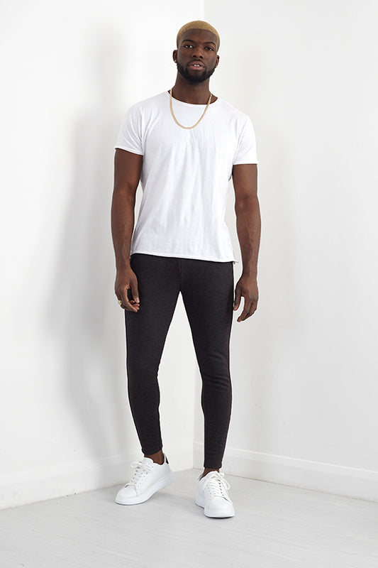 Marl Fabric Skinny Fitting Zip Cuff Detail Joggers