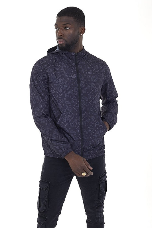 Bandana Scarf Print Hooded Windrunner Jacket