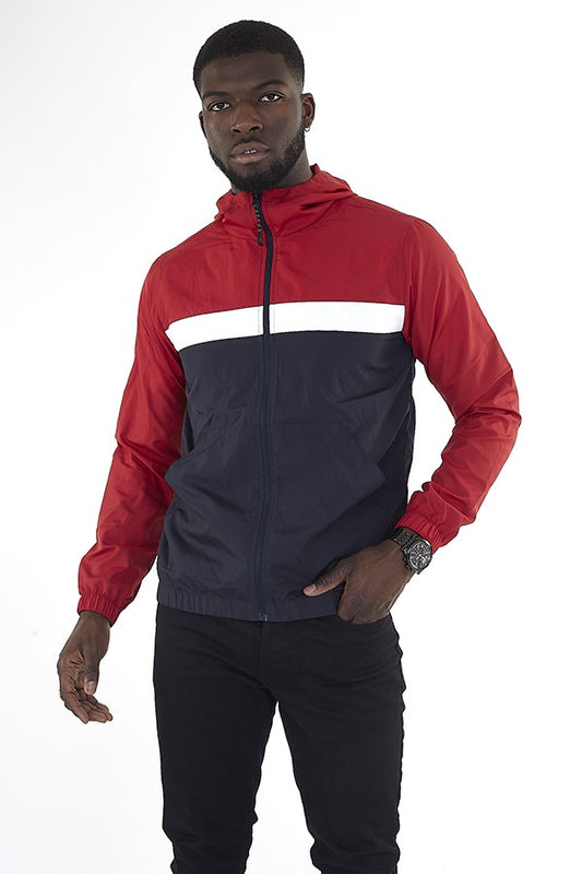 Colour Block Lightweight Hooded Windrunner Jacket