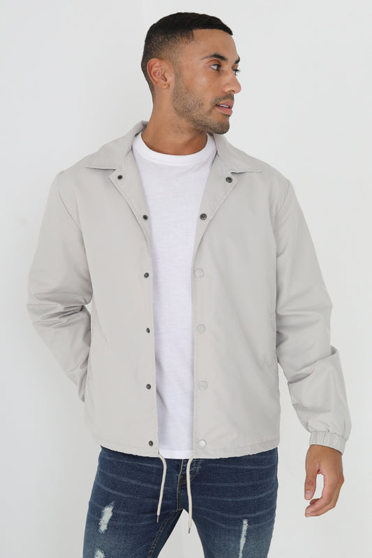 Stone Lightweight Button Through Coach Jacket