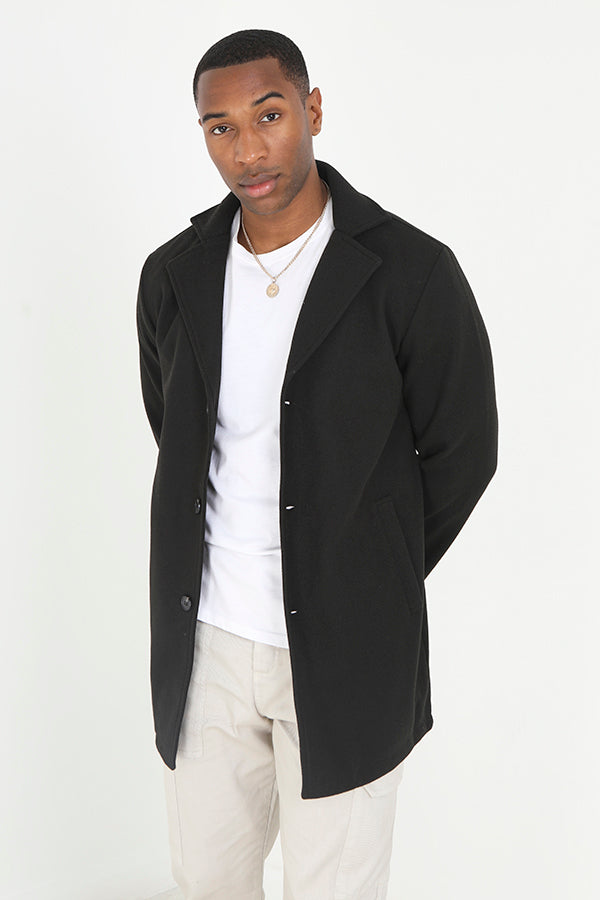 Black Single Breasted Button Through Jacket