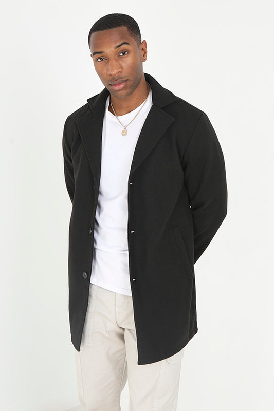 Black Single Breasted Button Through Jacket