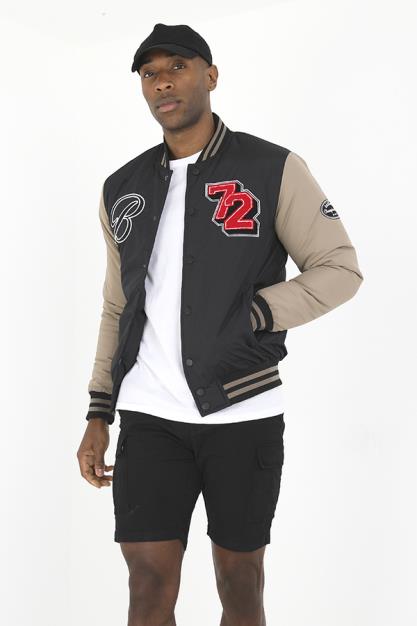 Contrast Colour Applique Detail Varsity Jacket