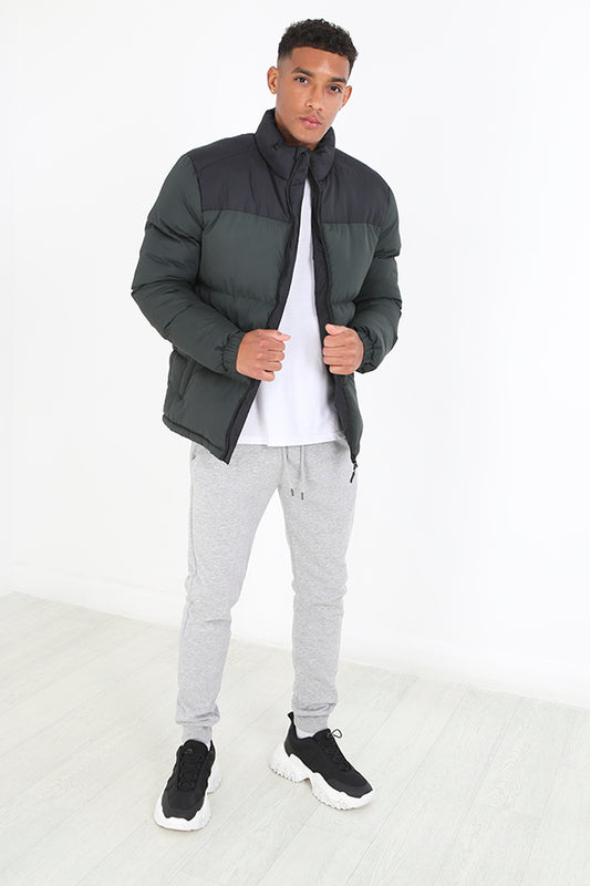 Contrast Colour Block Pattern Padded Jacket
