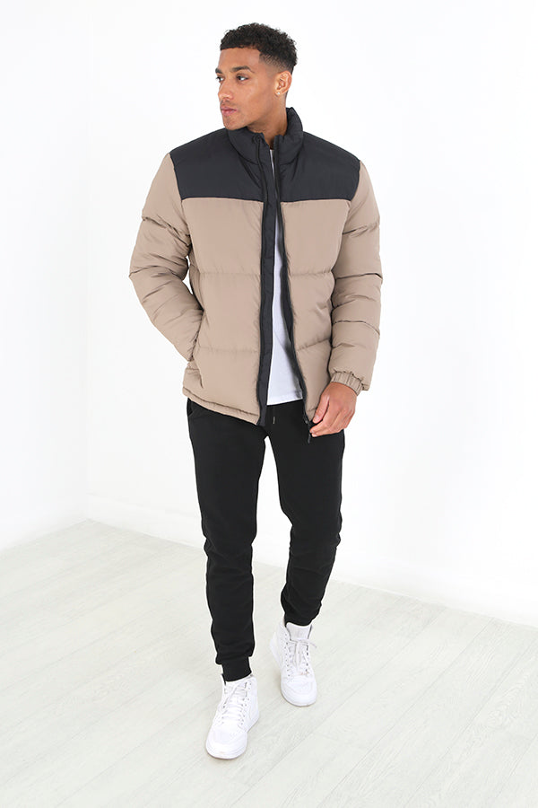 Contrast Colour Block Pattern Padded Jacket