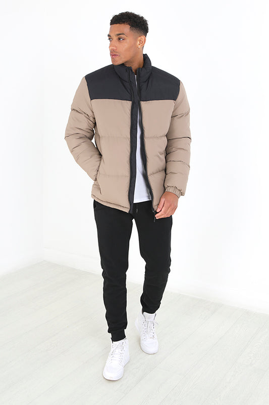 Contrast Colour Block Pattern Padded Jacket