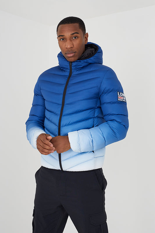 Gradient Printed Padded Jacket Black Elasticated Binding At Hood
