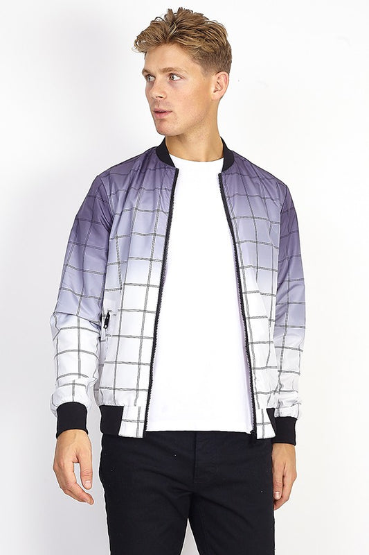 Checked Ombre Bomber Jacket