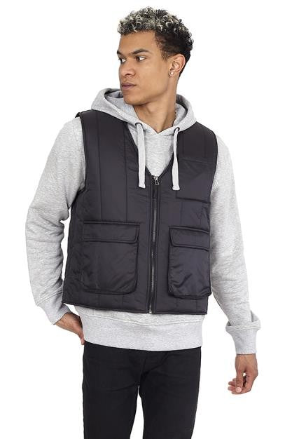 Black Pocket Detail Utility Style Padded Gilet