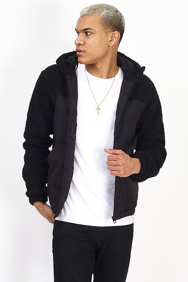 Black Borg Panel Detail Hooded Jacket