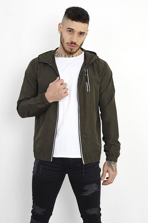 Unlined Zip Through Hooded Windrunner Jacket