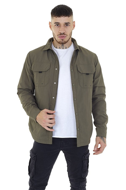 Khaki Lightweight Patch Pocket Detail Shacket