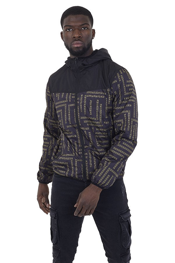 Aztec Print Hooded Windrunner Jacket