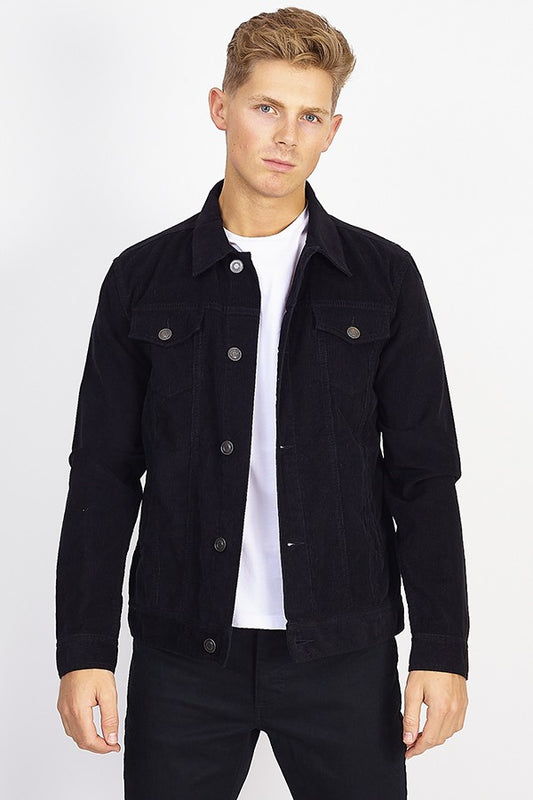 Corduory Button Fastening Jacket With Pocket Details