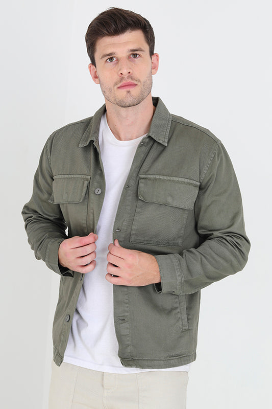 Button Through Cotton Shacket