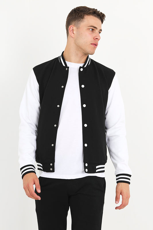 Contrast Colour Sleeve Varsity Style Jacket
