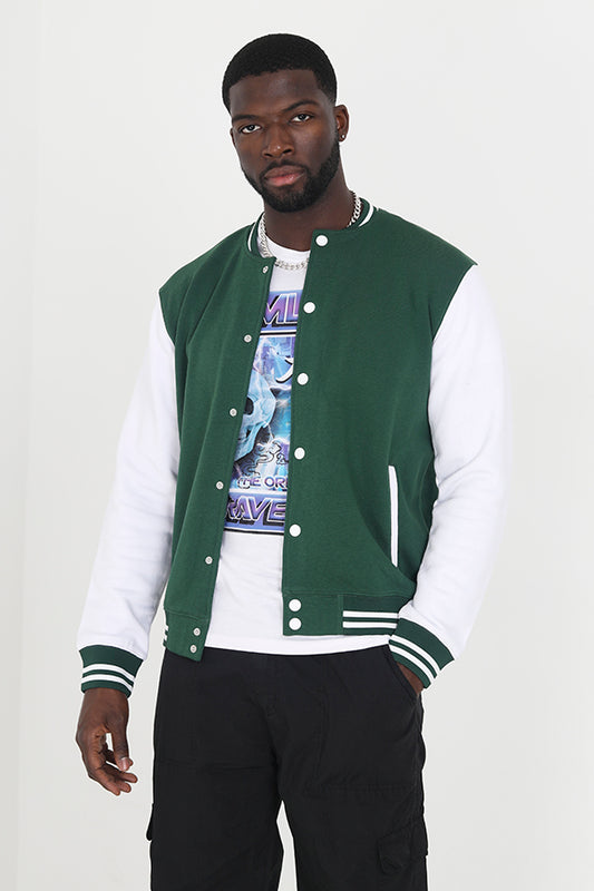 Jersey Varsity Jacket Ribbed Collar & Cuff