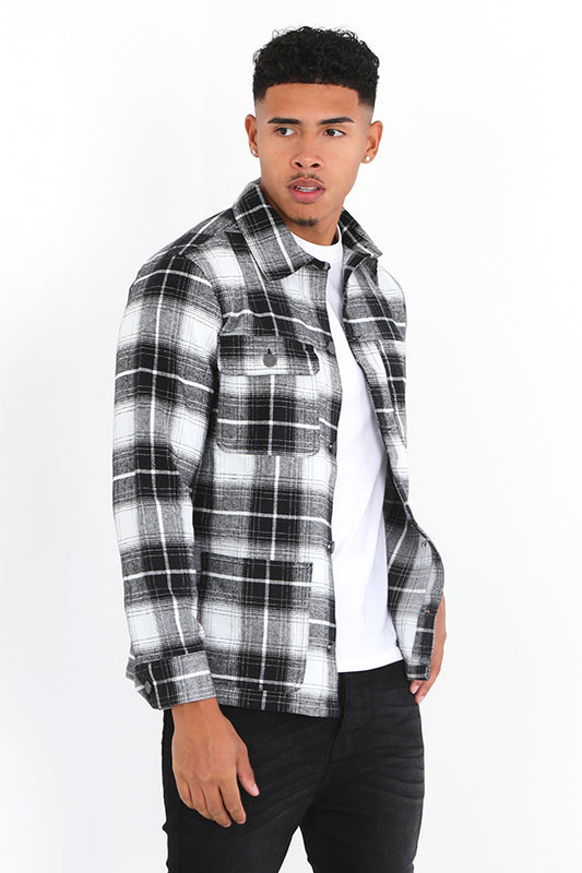 Black And White Pocket Detail Cotton Checked Jacket