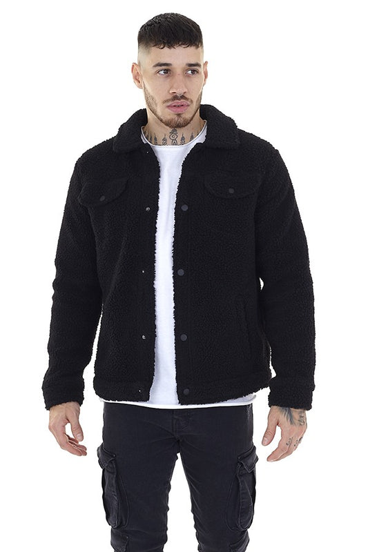 Plain Colour Western Style Borg Jacket