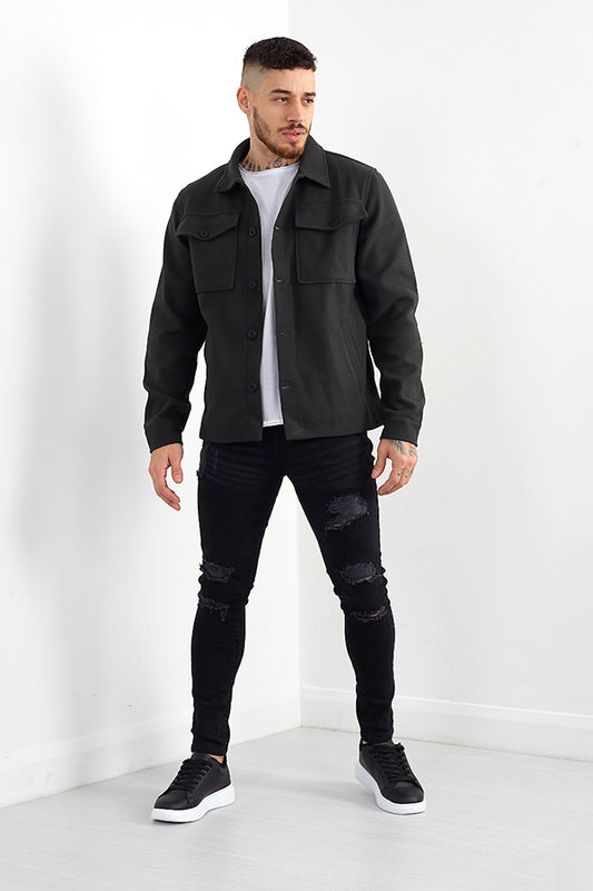 Faux Wool Button Through Shacket
