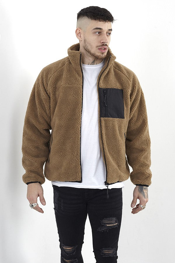 Borg Funnel Neck Pocket Detail Jacket