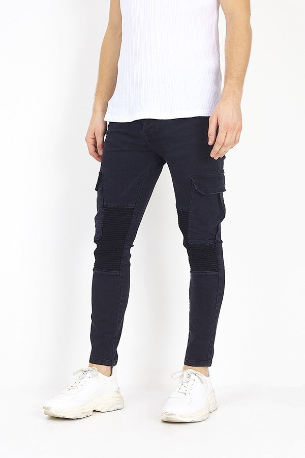 Charcoal Cargo Denim Biker Jean