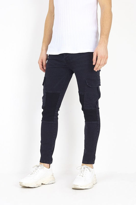 Charcoal Cargo Denim Biker Jean