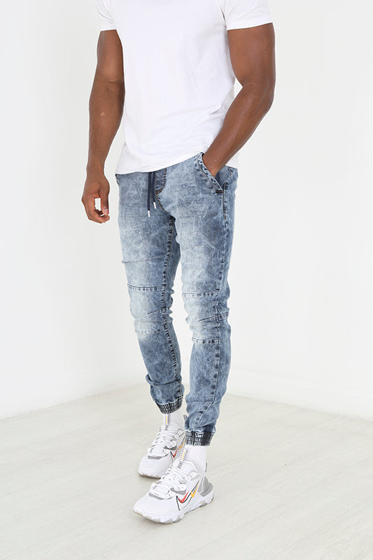 Blue Wash Skinny Fit Cuffed Bottom Denim Jeans