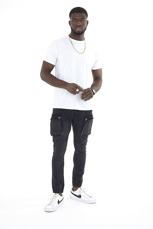 Cargo Pocket Skinny Fit Denim Jean Oversized Pockets