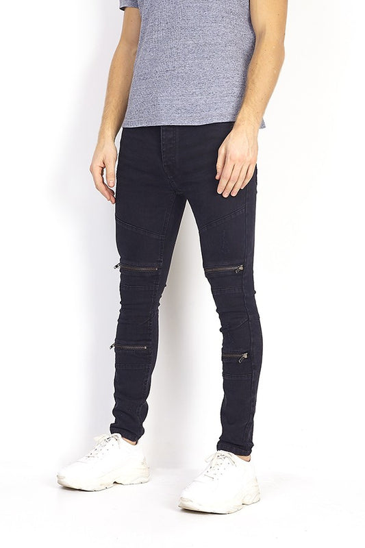 Charcoal Zip Leg Ripped Skinny Jeans