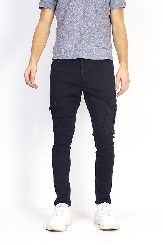 Cargo Pocket Detail Washed Denim Skinny Jeans