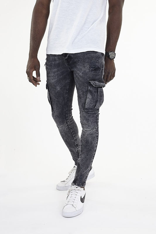 Cargo Denim Skinny Fit Jean Cargo Style Pockets