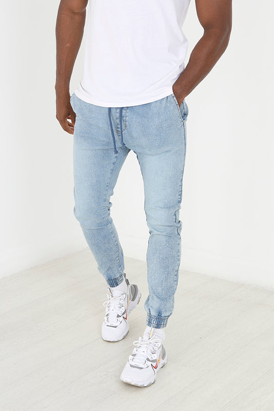 Light Blue Skinny Fit Cuffed Bottom Denim Jeans