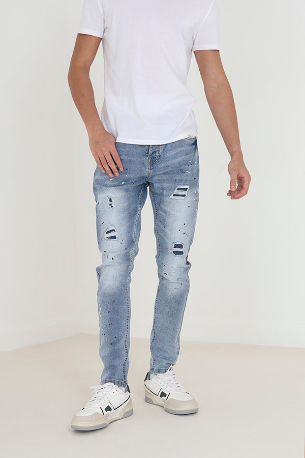 Skinny Fit Denim Jean Ried Knee
