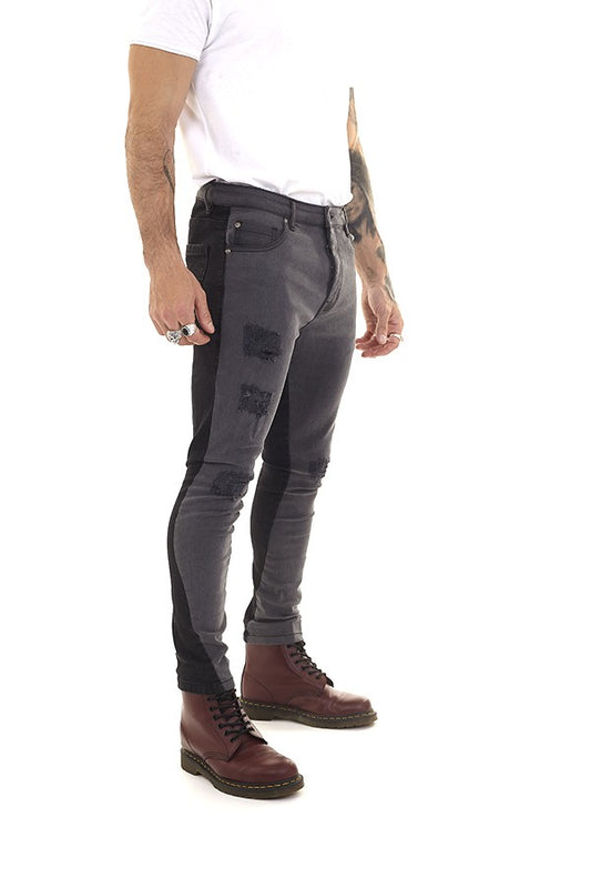 Contrast Grey Ripped Skinny Jeans